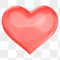 Red heart png 3D element, transparent background