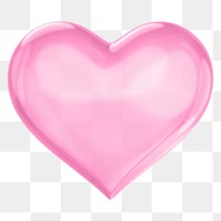 Pink heart png 3D element, transparent background