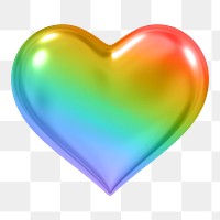 LGBTQ rainbow heart png 3D element, transparent background