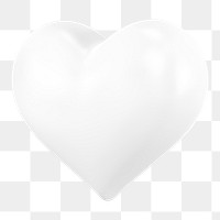 White heart png 3D element, transparent background