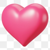 Pink heart png 3D element, transparent background