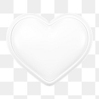 White heart png 3D element, transparent background