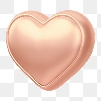 Rose gold heart png 3D element, transparent background