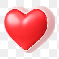 Red heart png 3D element, transparent background