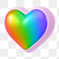 LGBTQ rainbow heart png 3D element, transparent background