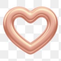 Rose gold heart png 3D element, transparent background
