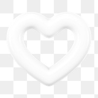 White heart png 3D element, transparent background