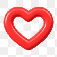 Red heart png 3D element, transparent background