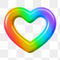 LGBTQ rainbow heart png 3D element, transparent background