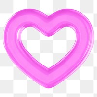 Pink heart png 3D element, transparent background