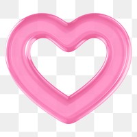 Pink heart png 3D element, transparent background