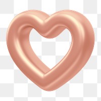 Rose gold heart png 3D element, transparent background