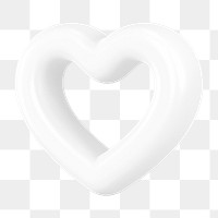 White heart png 3D element, transparent background