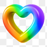 LGBTQ rainbow heart png 3D element, transparent background