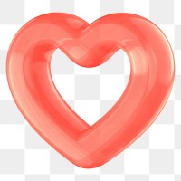 Red heart png 3D element, transparent background