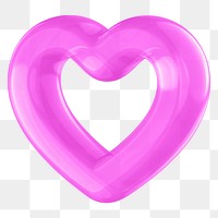 Pink heart png 3D element, transparent background