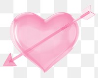 Pink arrow png through heart, transparent background