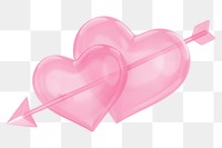 Pink arrow png through heart, transparent background