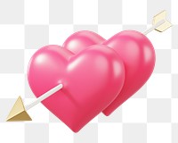 Pink arrow png through heart, transparent background