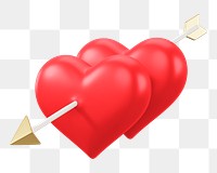 Red arrow png through heart, transparent background