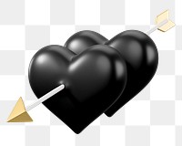 Black arrow png through heart, transparent background