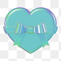 Iridescent heart box png, 3D Valentine's gift, transparent background