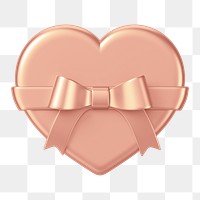 Rose gold heart box png, 3D Valentine's gift, transparent background