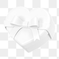 White heart box png, 3D Valentine's gift, transparent background