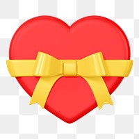 Red heart box png, 3D Valentine's gift, transparent background