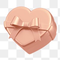 Rose gold heart box png, 3D Valentine's gift, transparent background