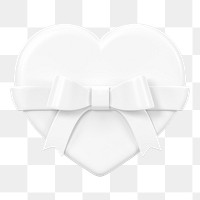 White heart box png, 3D Valentine's gift, transparent background