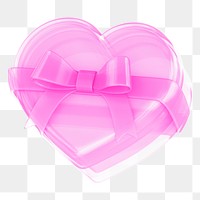 Pink heart box png, 3D Valentine's gift, transparent background