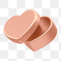 Rose gold heart box png, 3D Valentine's gift, transparent background