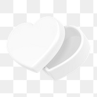 White heart box png, 3D Valentine's gift, transparent background