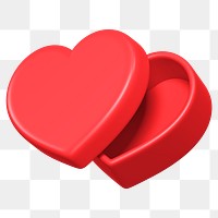 Red heart box png, 3D Valentine's gift, transparent background