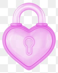 Pink heart padlock png 3D element, transparent background