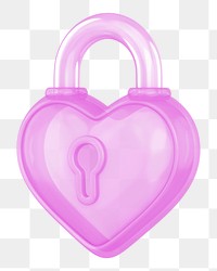 Pink heart padlock png 3D element, transparent background