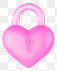 Pink heart padlock png 3D element, transparent background