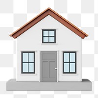 Simple house model png, 3D illustration, transparent background