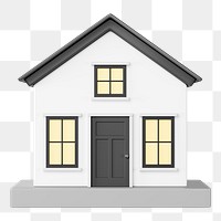 Simple house model png, 3D illustration, transparent background