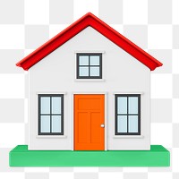 Simple house model png, 3D illustration, transparent background