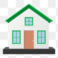 Simple house model png, 3D illustration, transparent background