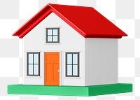 Simple house model png, 3D illustration, transparent background