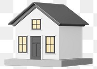 Simple house model png, 3D illustration, transparent background