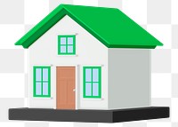 Simple house model png, 3D illustration, transparent background