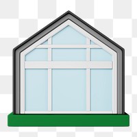 Simple house model png, 3D illustration, transparent background