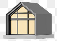 Simple house model png, 3D illustration, transparent background