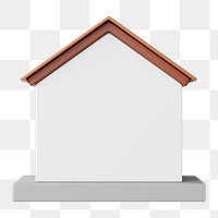 Simple house model png, 3D illustration, transparent background