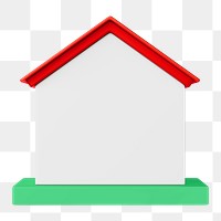 Simple house model png, 3D illustration, transparent background