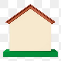 Simple house model png, 3D illustration, transparent background